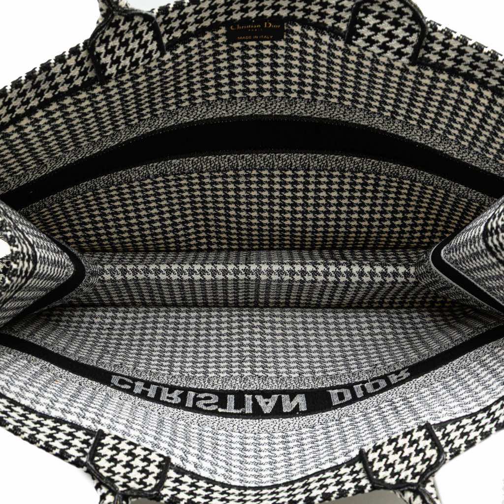 Dior Large Canvas Houndstooth Embroidered Book Tote - 4