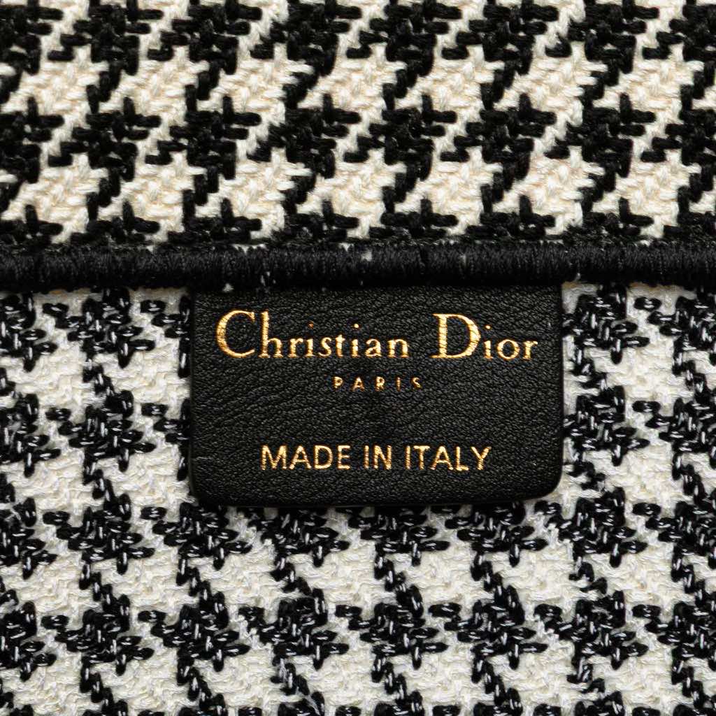 Dior Large Canvas Houndstooth Embroidered Book Tote - 5
