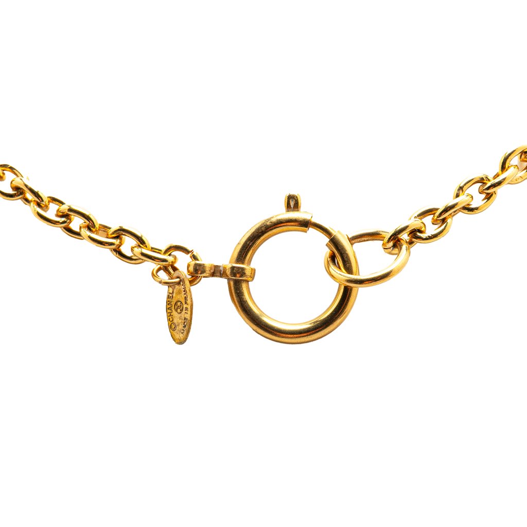 Chanel Gold Plated Circle Logo Pendant Necklace - 2
