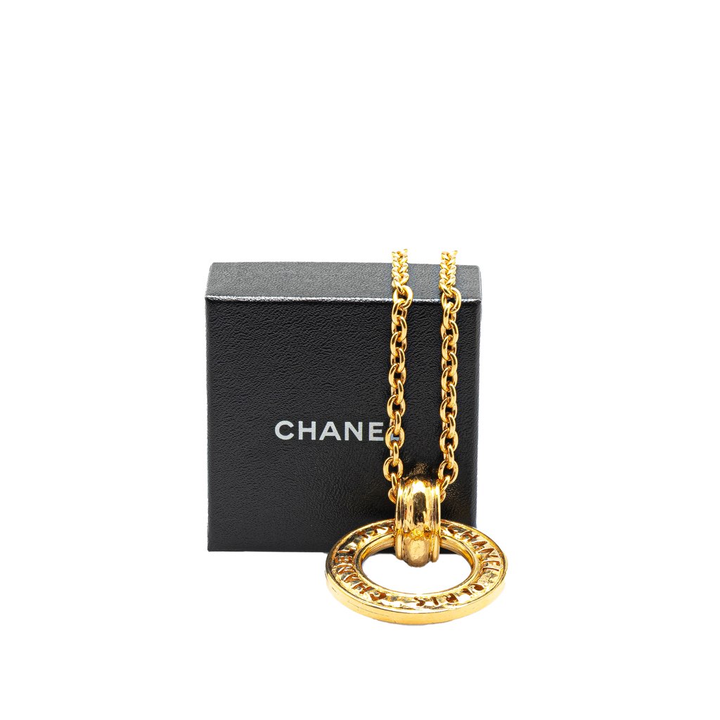 Chanel Gold Plated Circle Logo Pendant Necklace - 5