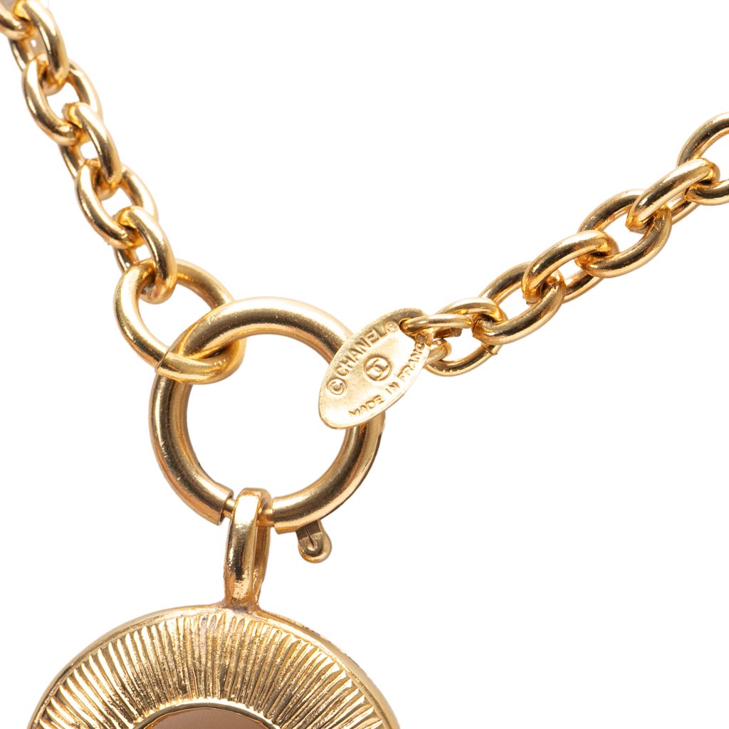 Chanel Gold Plated CC Round Pendant Necklace - 3