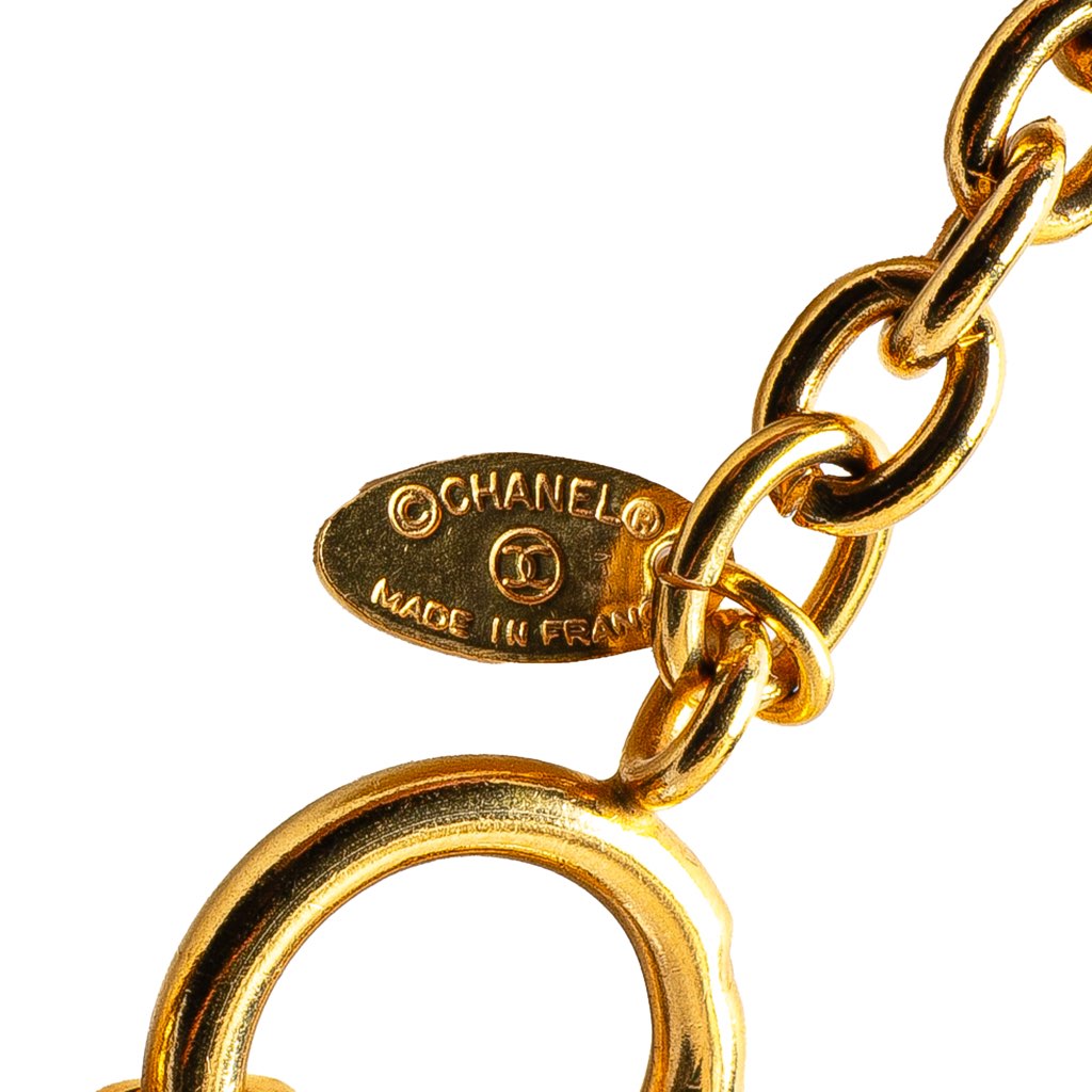 Chanel Gold Plated Quilted CC Pendant Necklace - 3