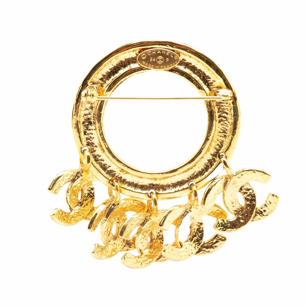 Chanel Gold Plated CC Charm Brooch - 2