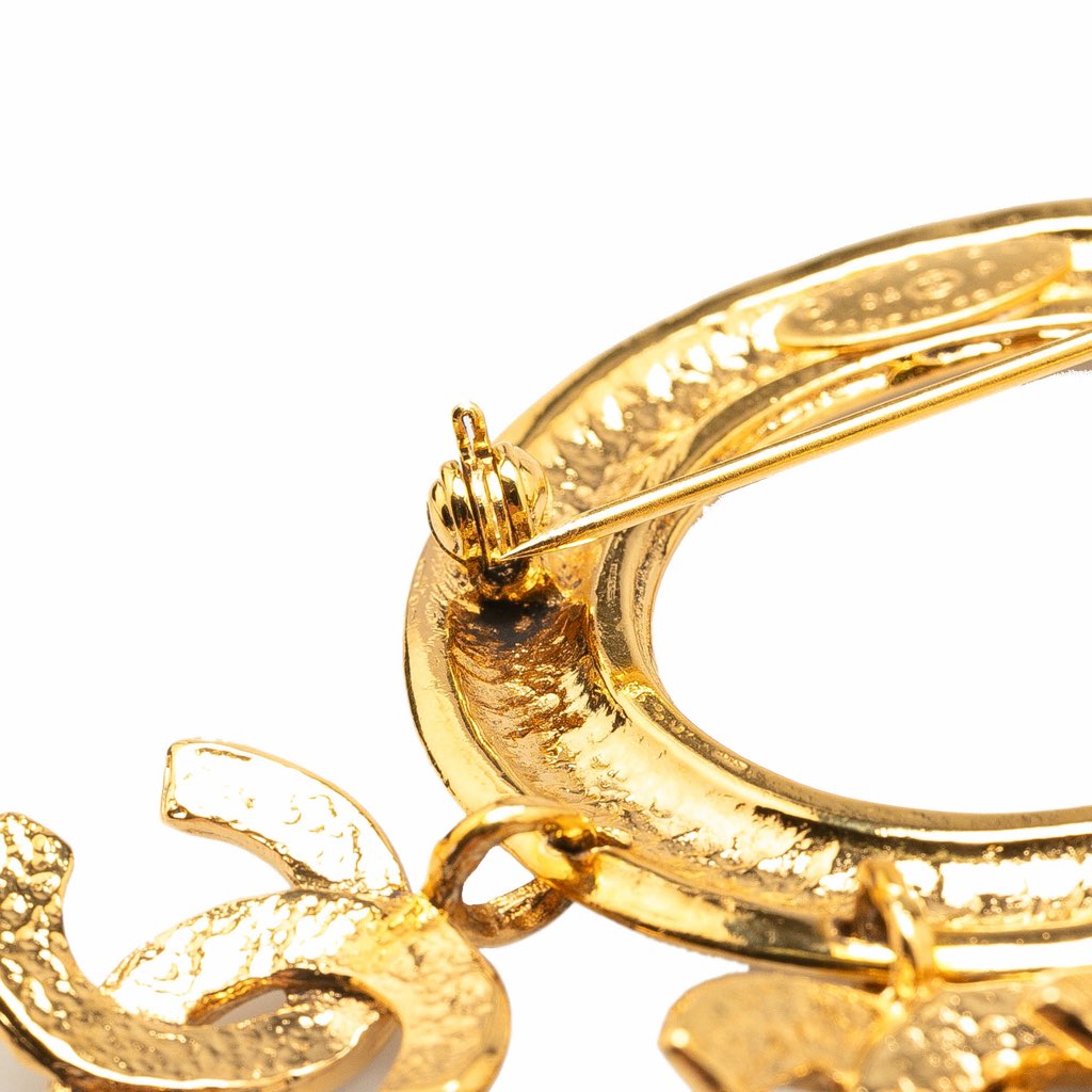 Chanel Gold Plated CC Charm Brooch - 4
