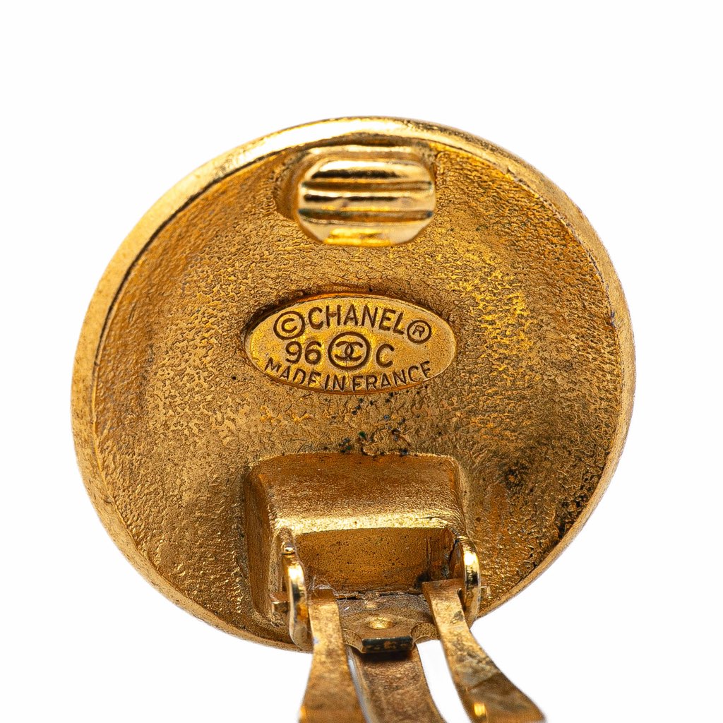 Chanel Gold Plated CC Round Clip on Earrings - 3