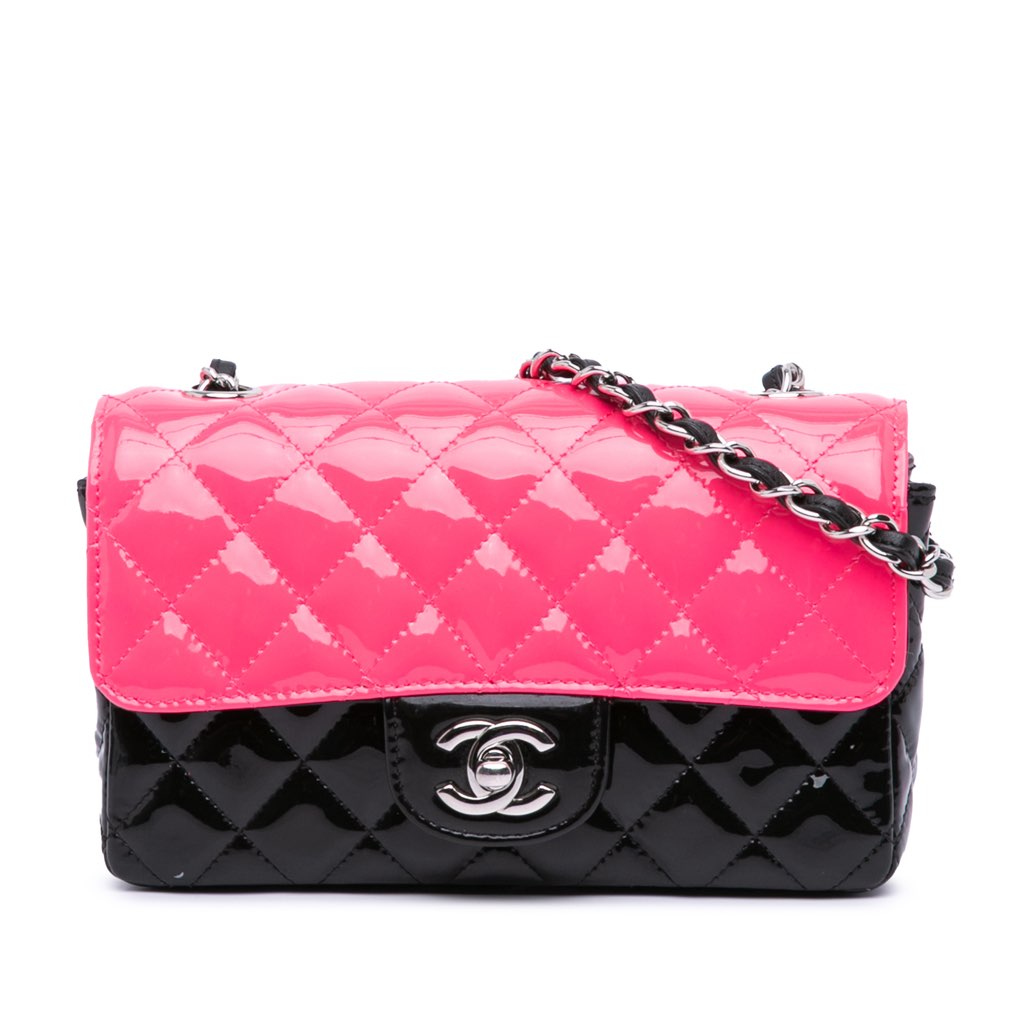 Chanel Mini Rectangular Classic Bicolor Patent Single Flap