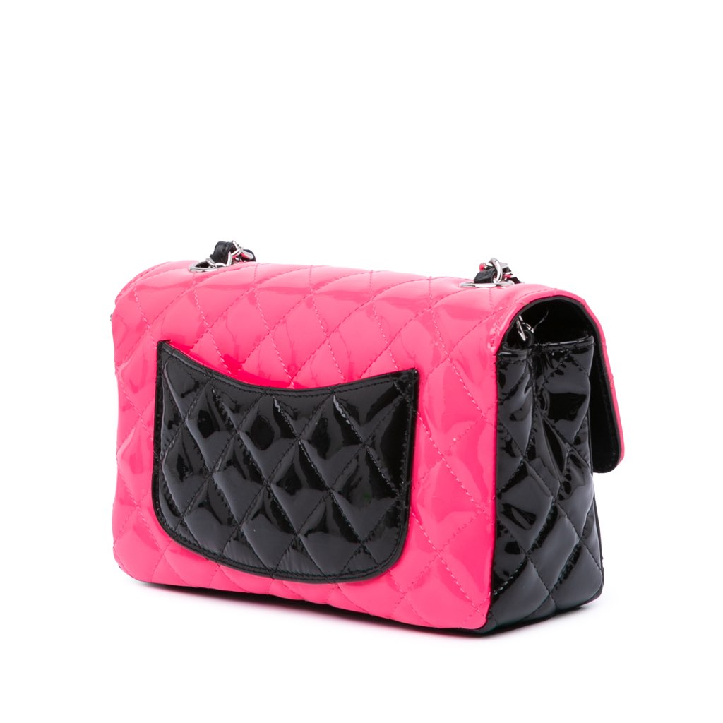 Chanel Mini Rectangular Classic Bicolor Patent Single Flap - Back view