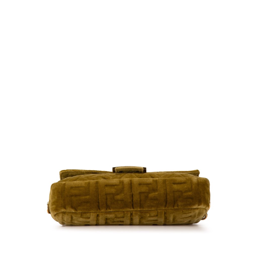 Fendi Zucca Embossed Velvet Baguette Satchel - 3