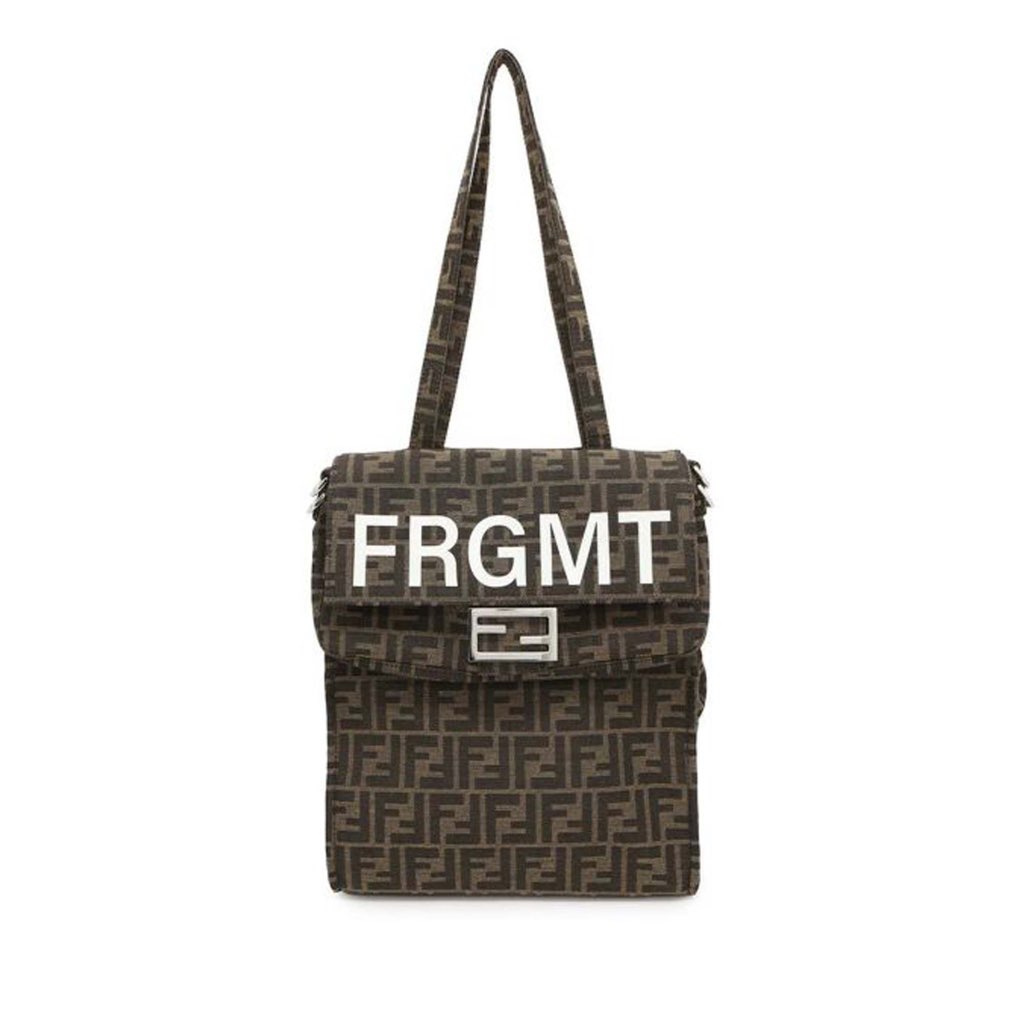 Fendi FRGMT Zucca Embroidered Canvas Foldable Baguette Satchel
