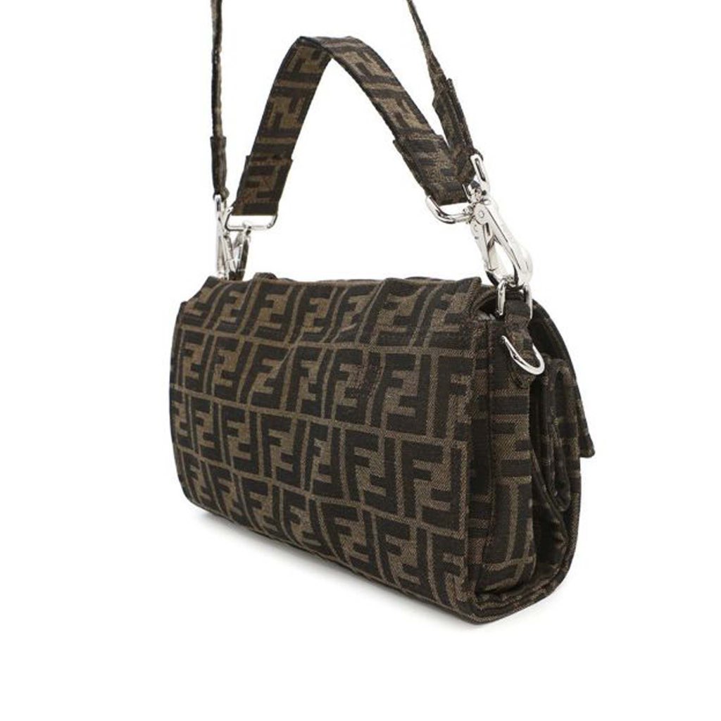 Fendi FRGMT Zucca Embroidered Canvas Foldable Baguette Satchel - 4