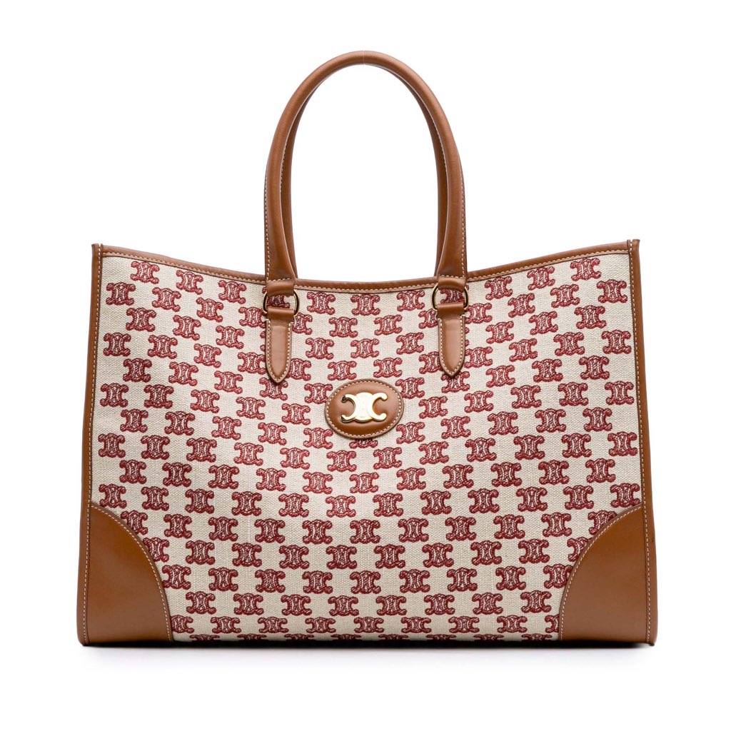 Celine Triomphe Embroidered Canvas Horizontal Cabas Tote