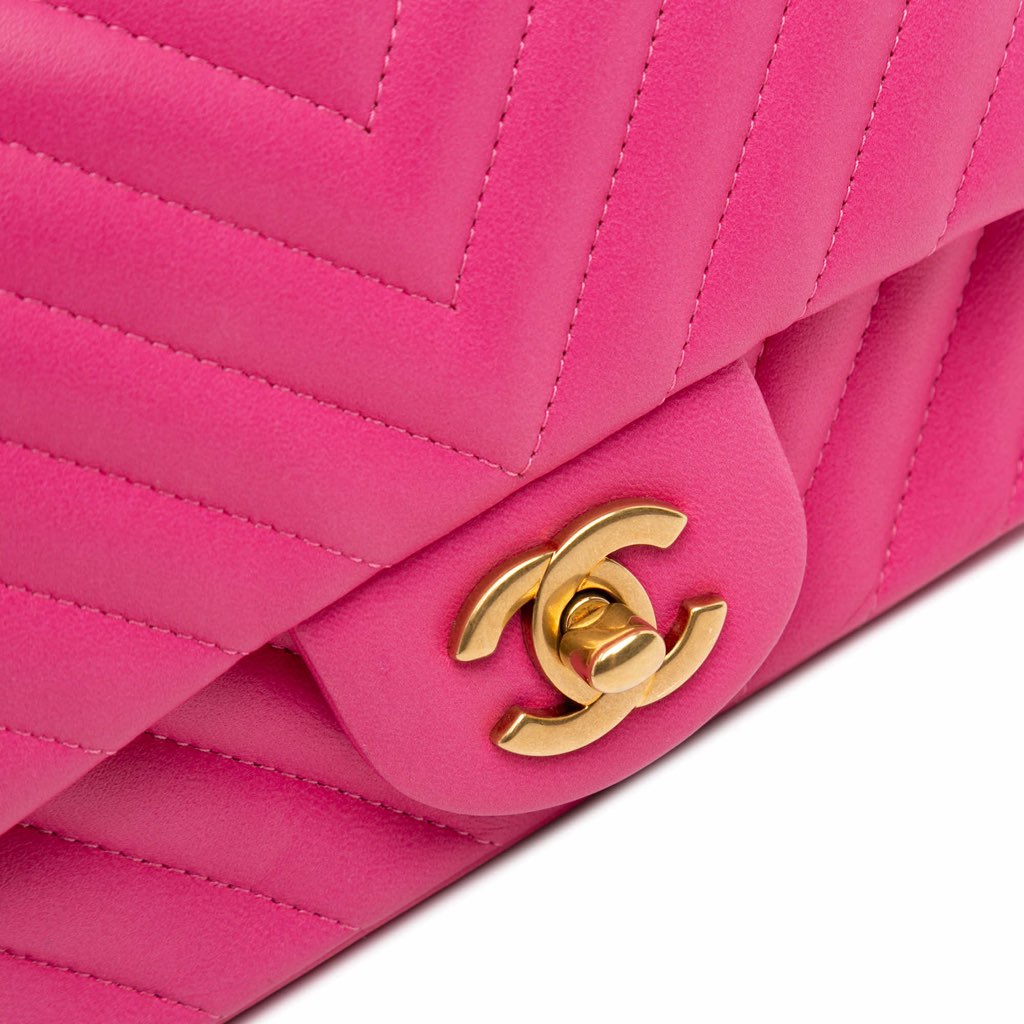 Chanel Mini Square Classic Chevron Lambskin Single Flap - 4