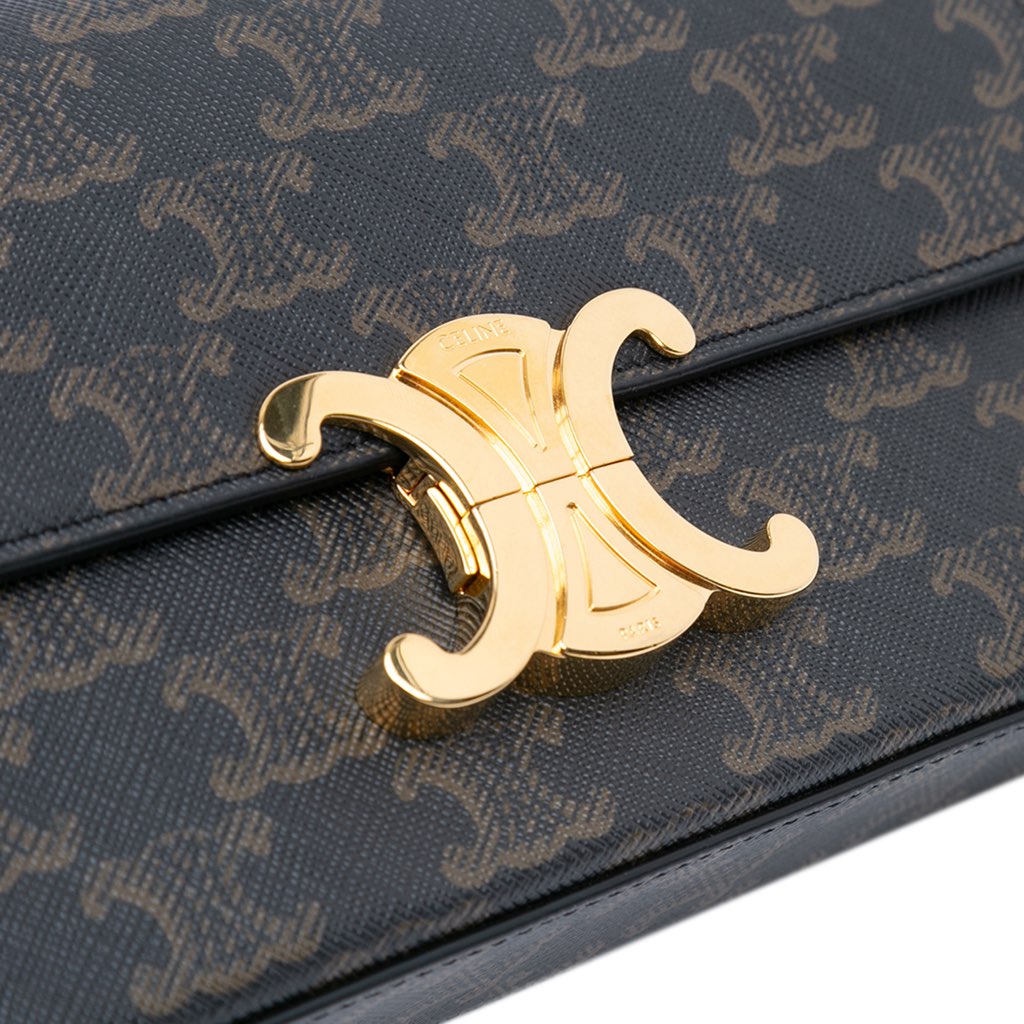 Celine Triomphe Coated Canvas Claude Chain Shoulder Bag - 5