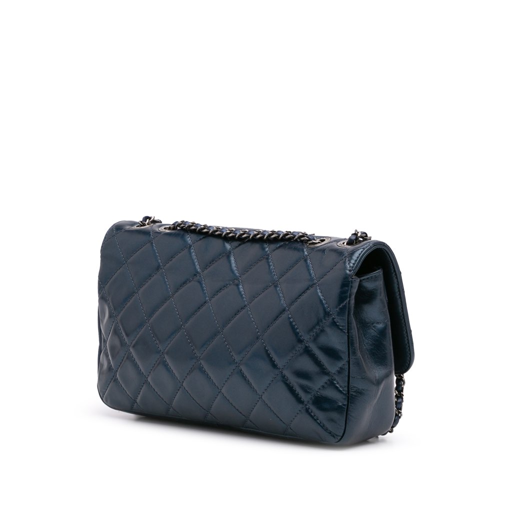 Chanel Quilted Glazed Calfskin Coco Pleats Flap - Back view