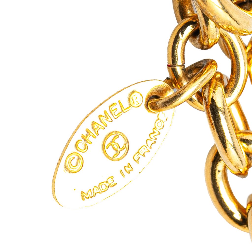 Chanel Gold Plated CC Diamond Shape Pendant Necklace - Image 6