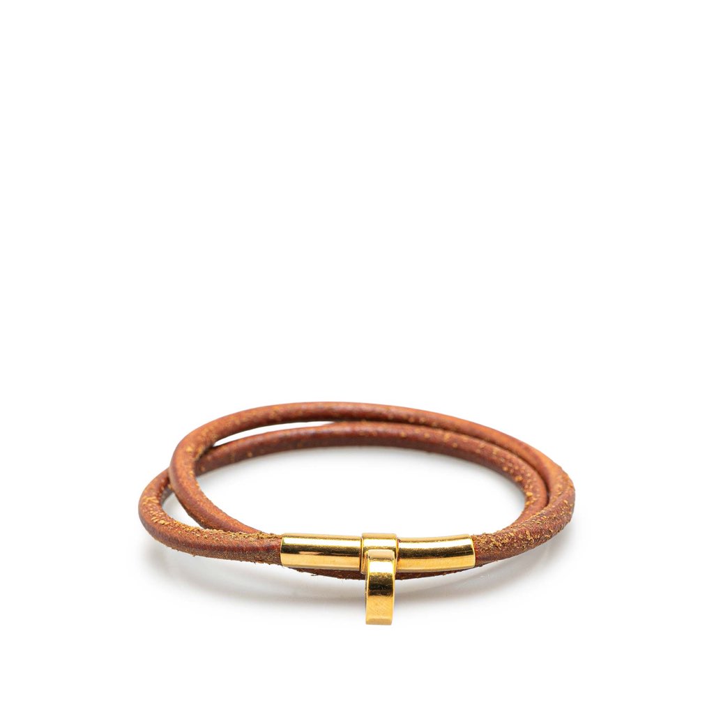Hermès Gold Plated Kite Leather Kelly Double Tour Bracelet