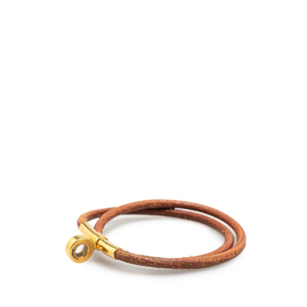 Hermès Gold Plated Kite Leather Kelly Double Tour Bracelet - Back view