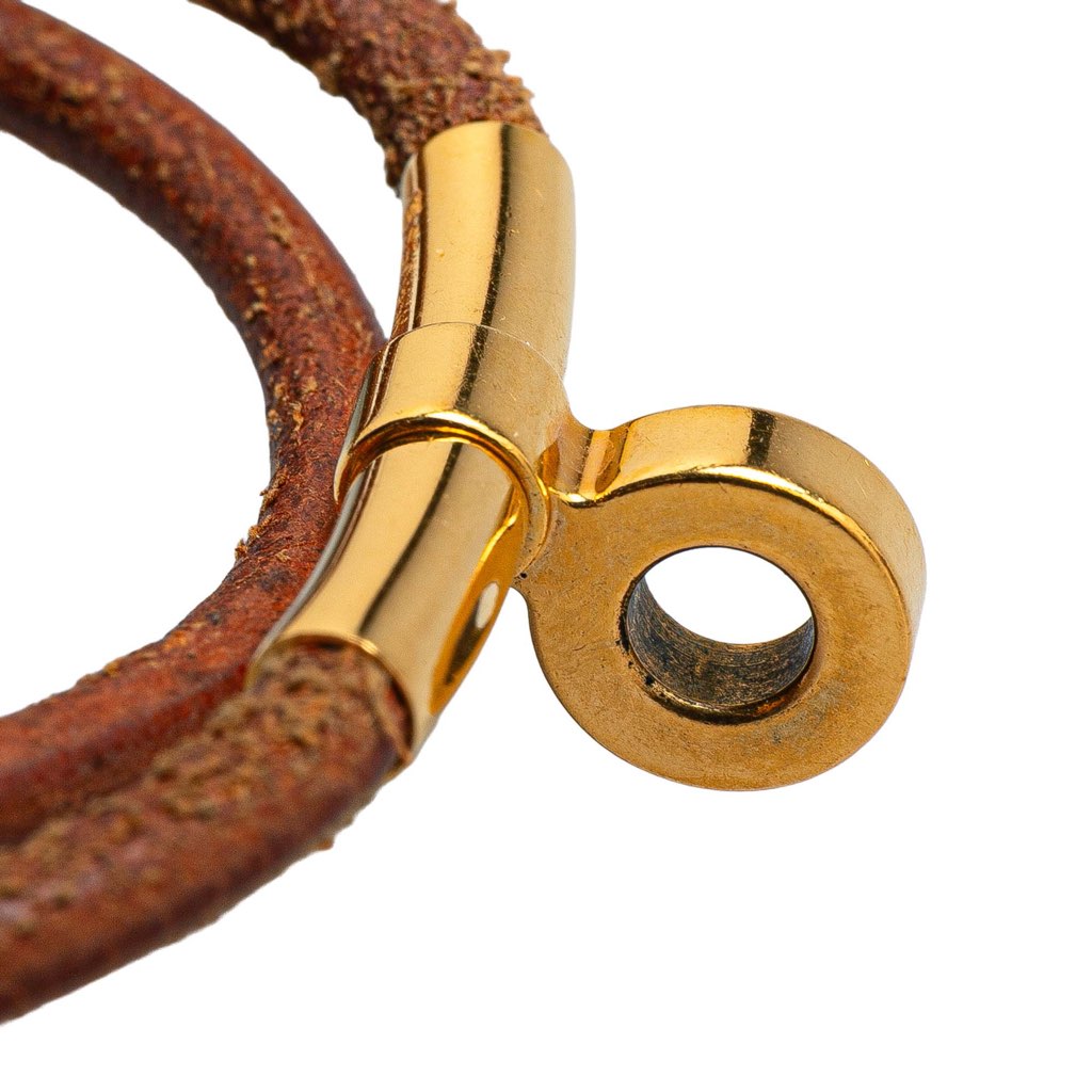 Hermès Gold Plated Kite Leather Kelly Double Tour Bracelet - Detail 1