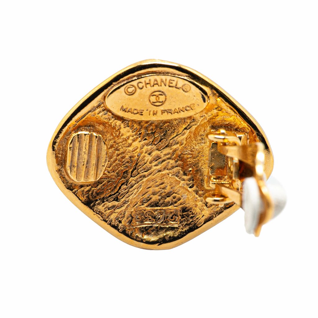 Chanel Gold Plated Matelasse Diamond Clip On Earrings - 3