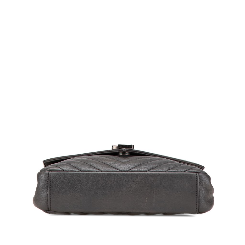 Saint Laurent Medium Quilted Chevron Sheepskin College Satchel - 3