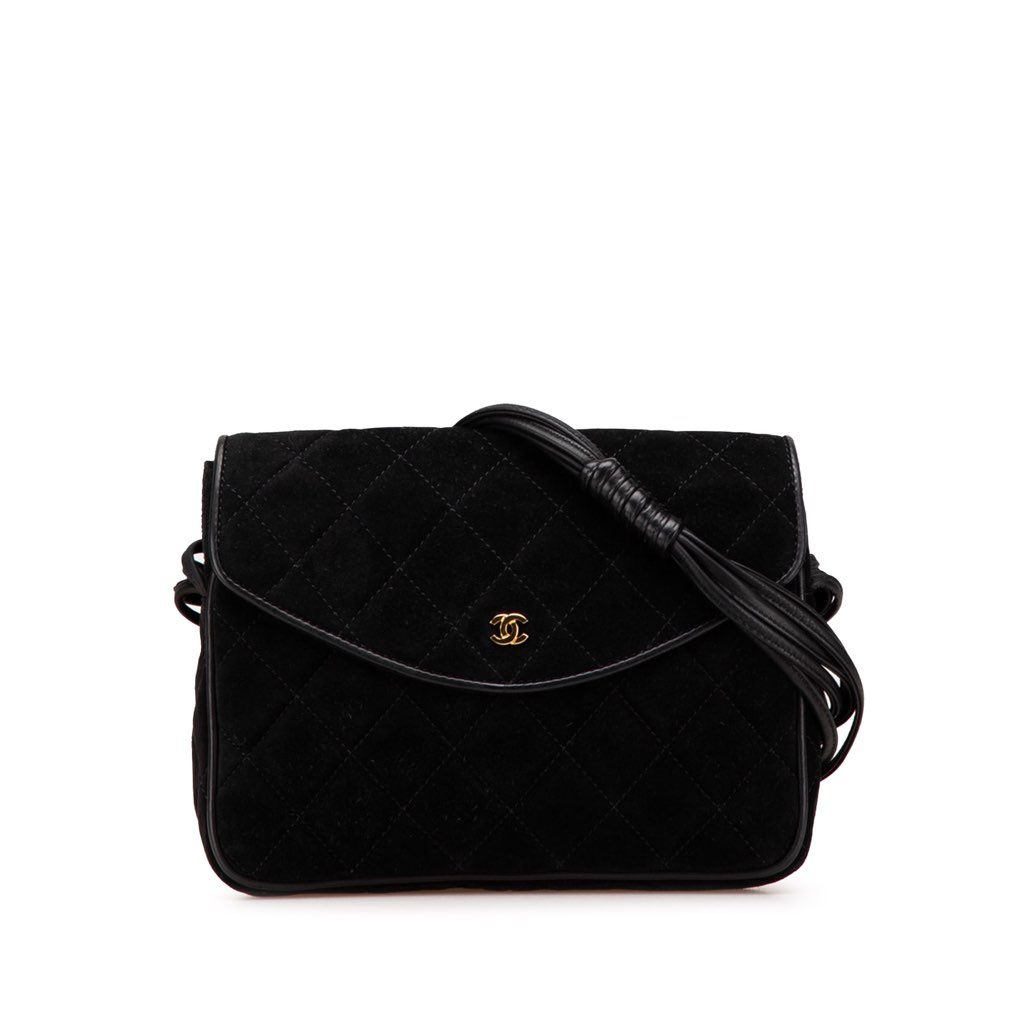 Chanel CC Quilted Suede Shoulder Bag