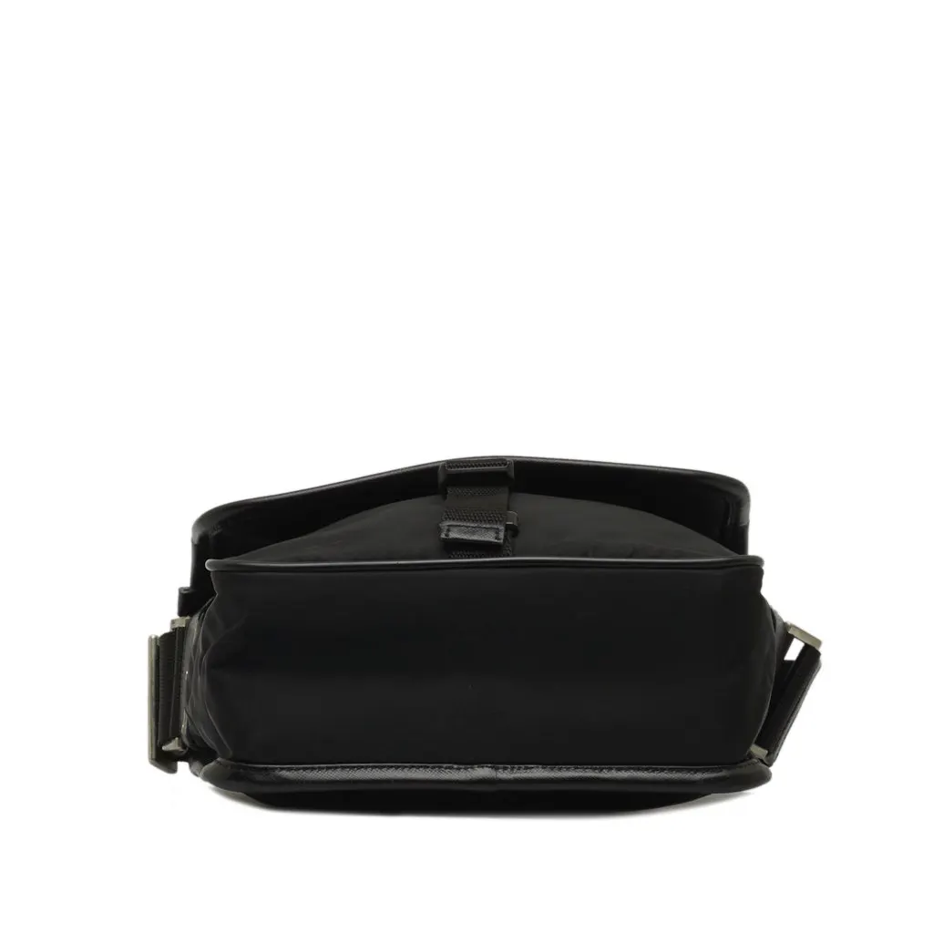 Prada Tessuto Buckle Messenger Bag Black Good - Model View