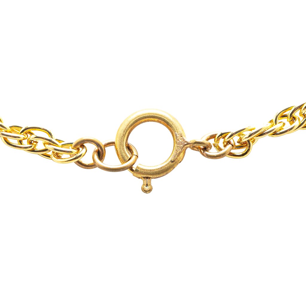 Chanel Gold Plated CC Pendant Rhinestones Necklace - Back view