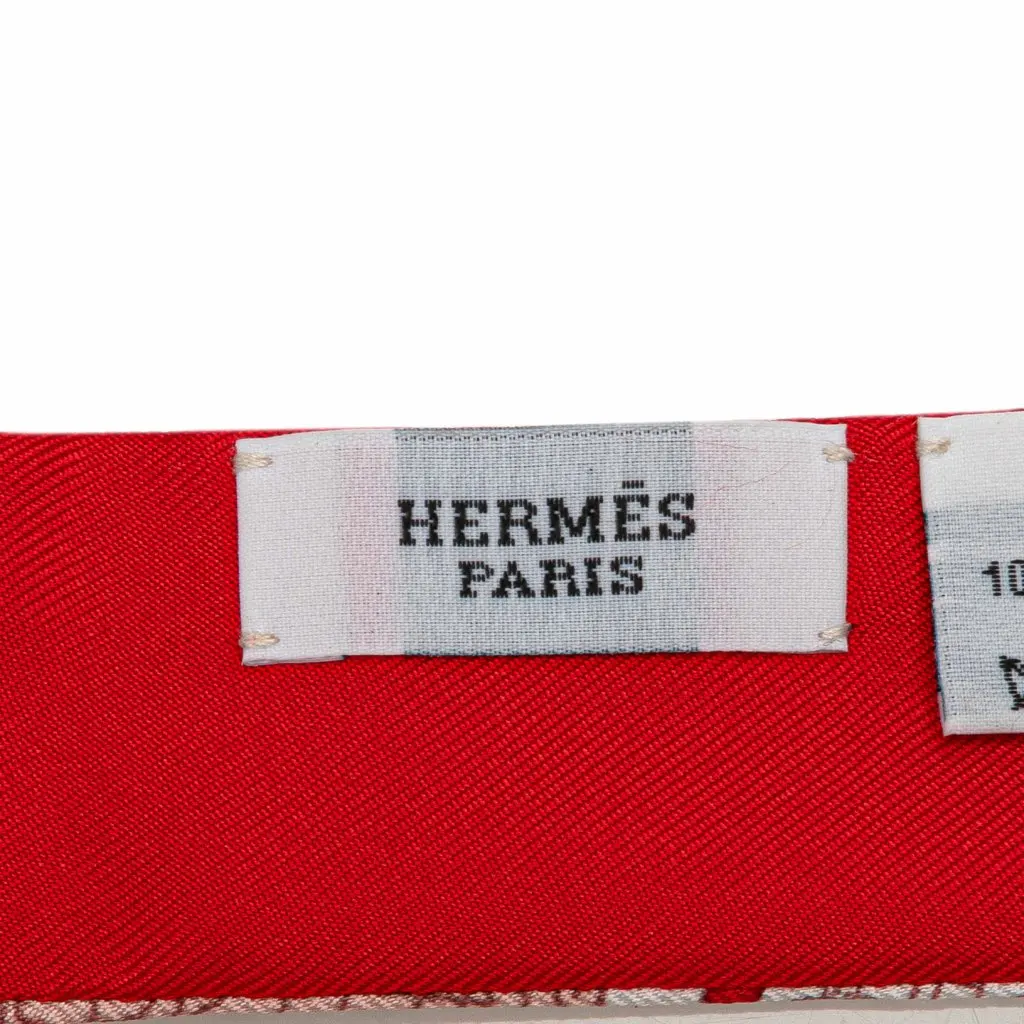 Hermès Le Tour Du Monde  Twilly Silk Scarf Red Silk Very good - Inside View