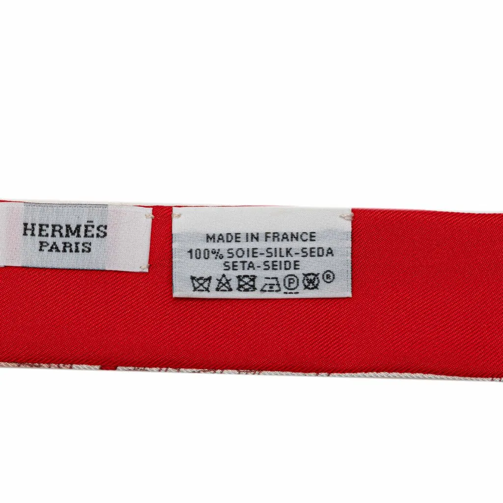 Hermès Le Tour Du Monde  Twilly Silk Scarf Red Silk Very good - Model View