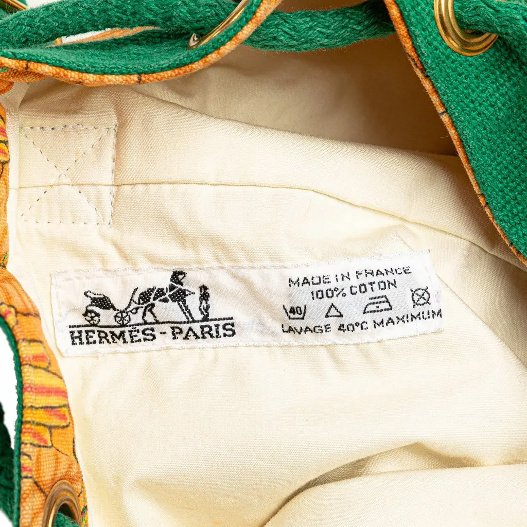Hermès Toile Les Perroquets Bucket Bag Orange Canvas Good - Box View