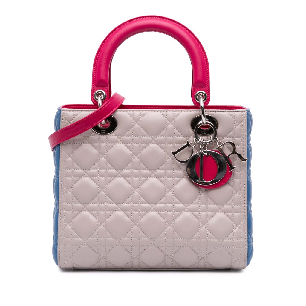 Dior Medium Tricolor Lambskin Cannage Lady Dior