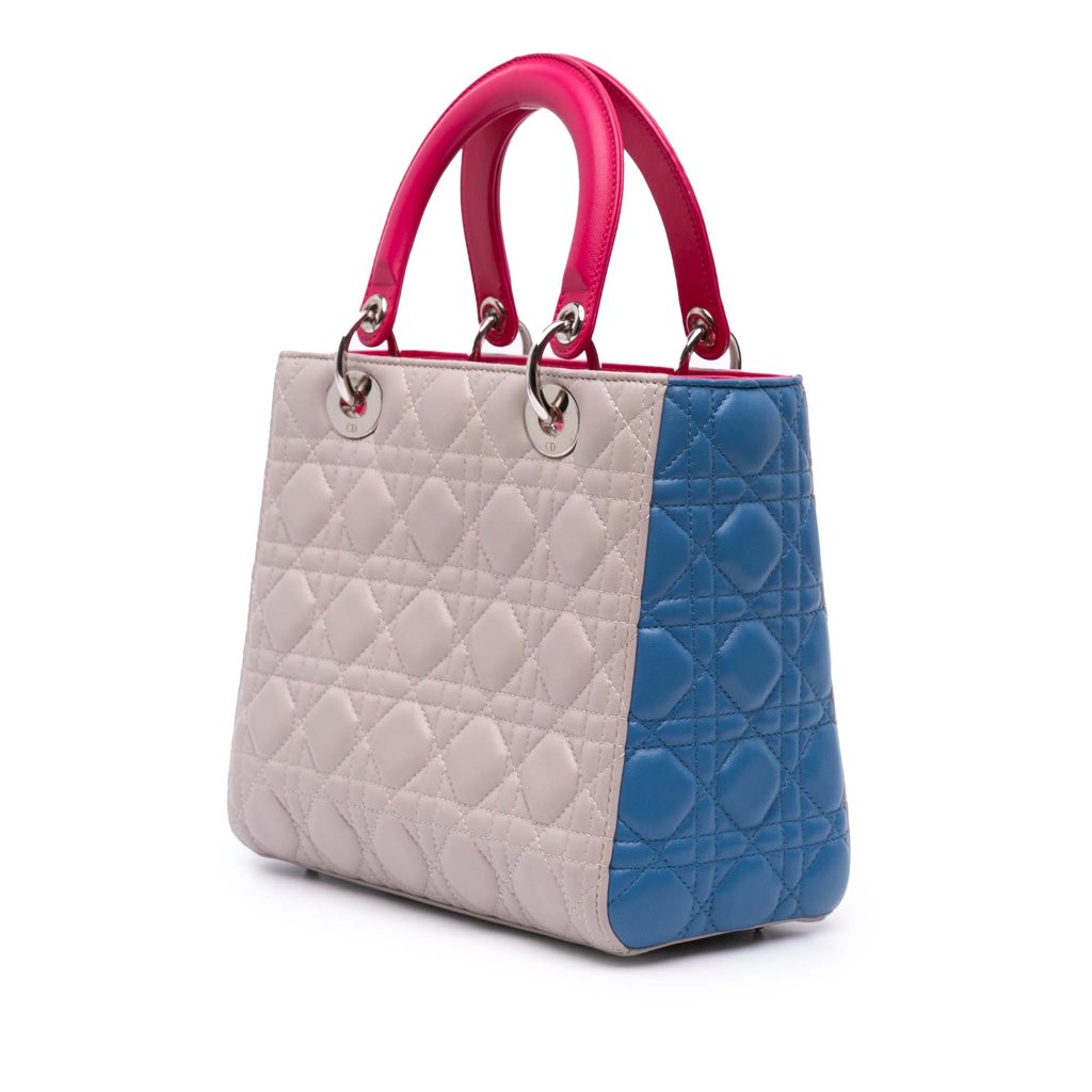 Dior Medium Tricolor Lambskin Cannage Lady Dior - Back view