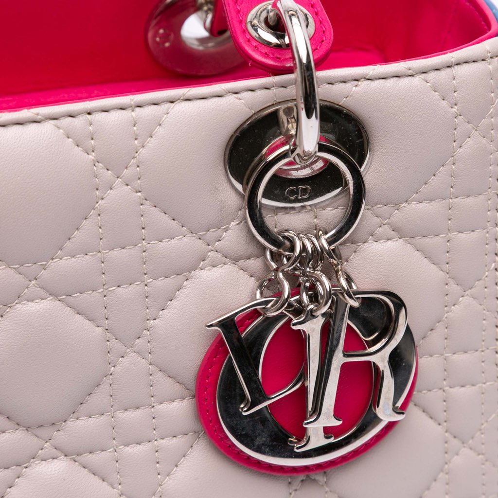 Dior Medium Tricolor Lambskin Cannage Lady Dior - Detail 1