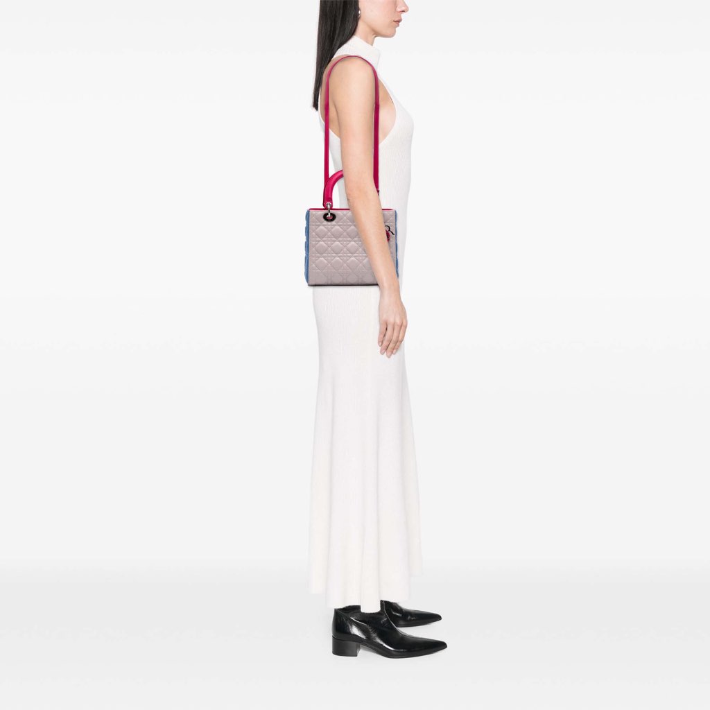 Dior Medium Tricolor Lambskin Cannage Lady Dior - Image 11