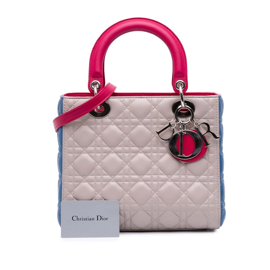Dior Medium Tricolor Lambskin Cannage Lady Dior - Image 12