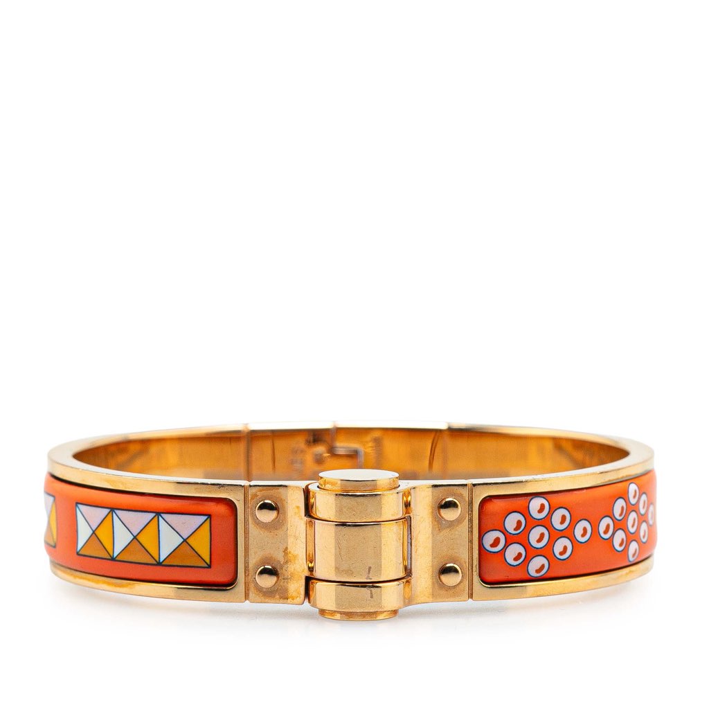 Hermès Narrow Enamel La Vie En Rouge Charniere Bracelet PM
