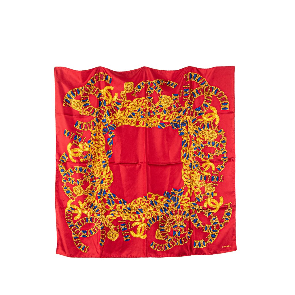 Chanel CC Jewel and Chain Print Silk Scarf
