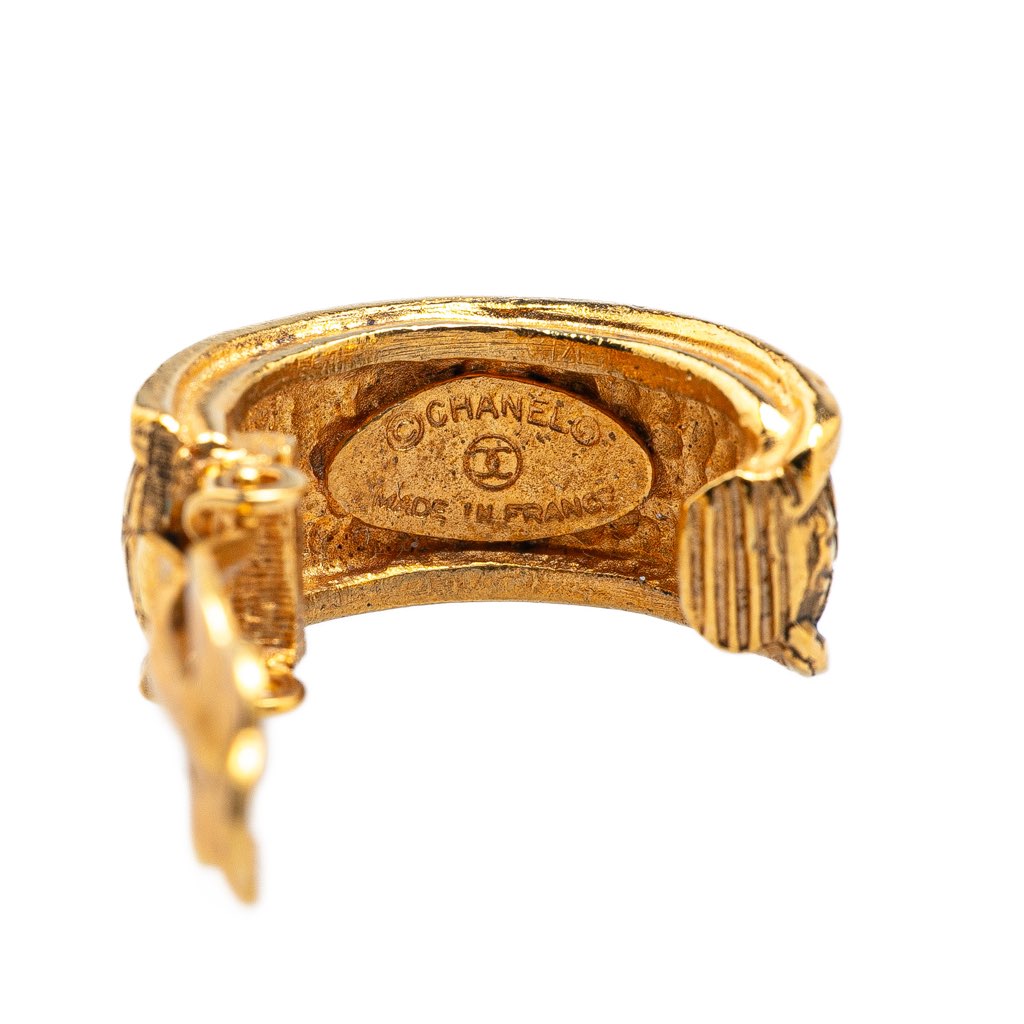 Chanel Gold Plated Round Drop Clip on Earrings - 3