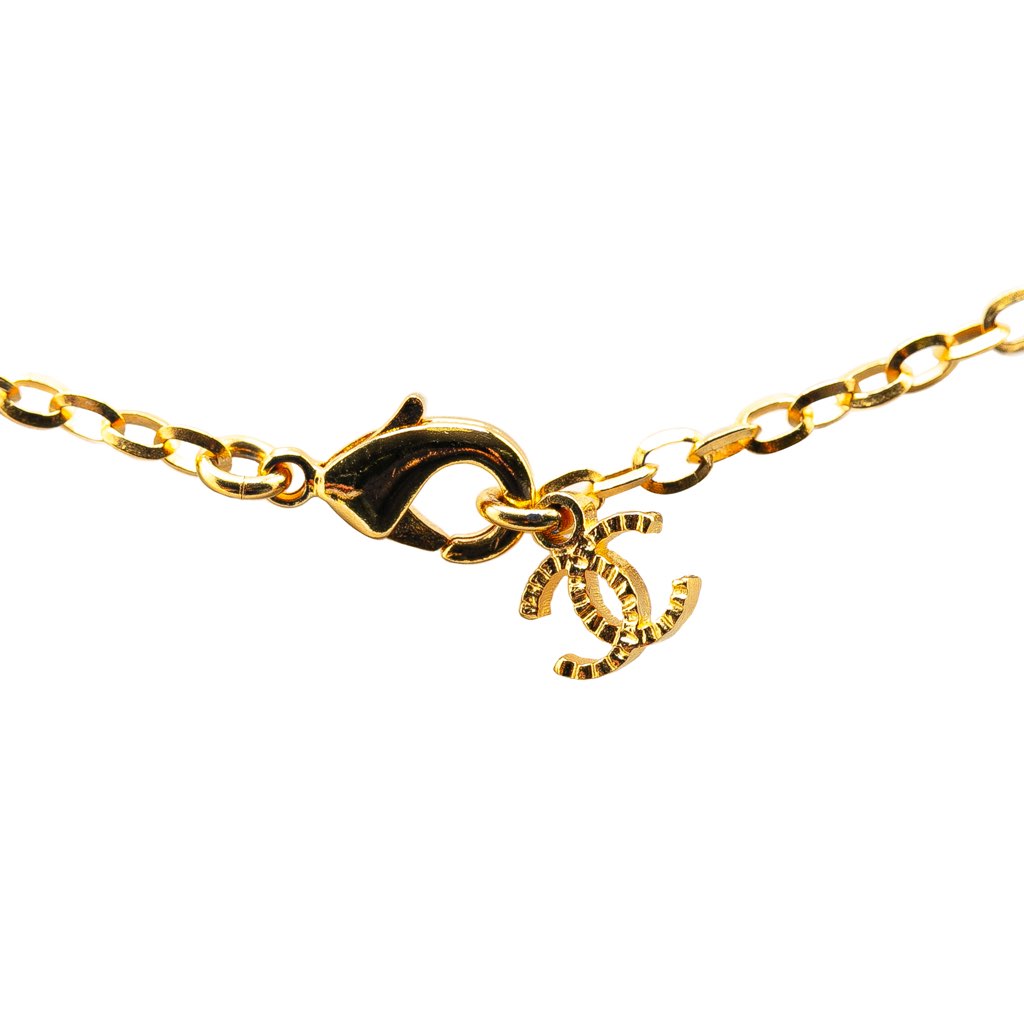 Chanel Gold Plated CC Star Rhinestone Pendant Necklace - 4