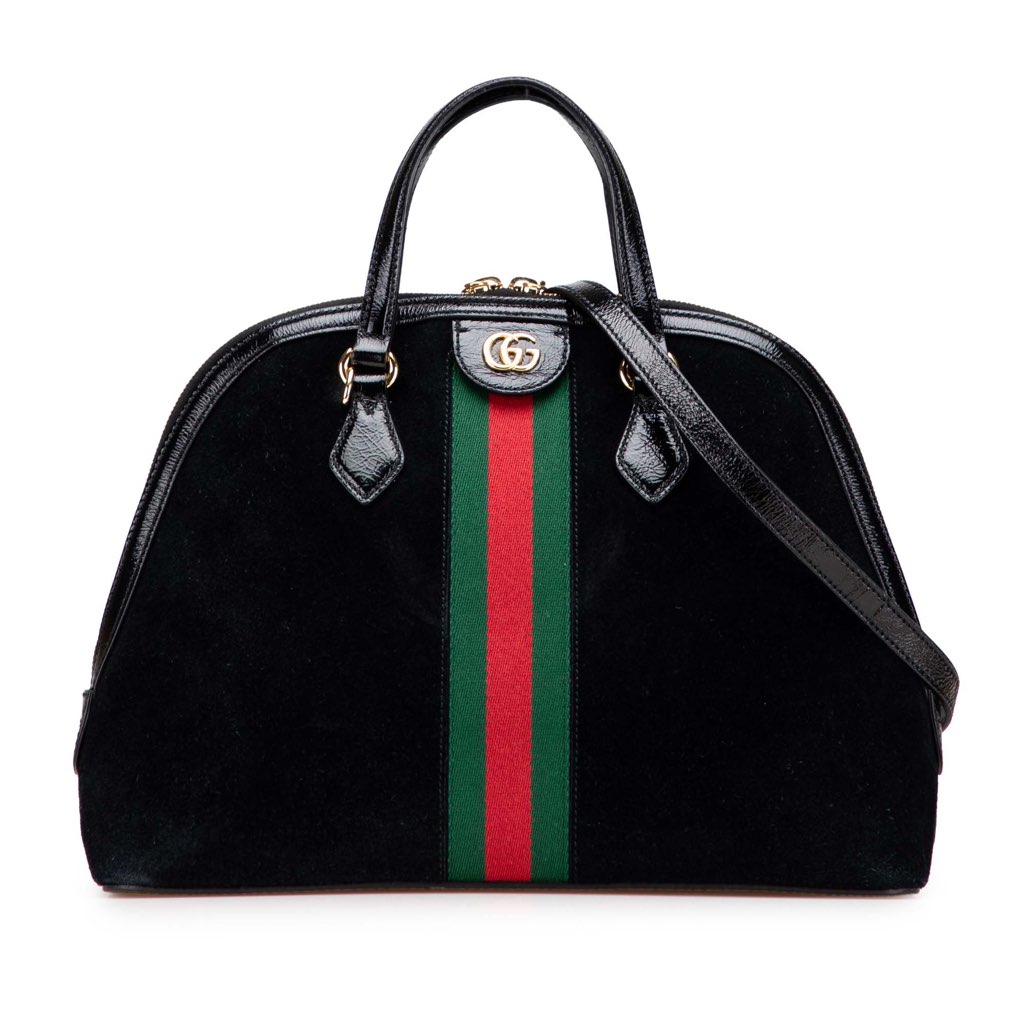 Gucci Medium Suede Ophidia Web Dome Satchel