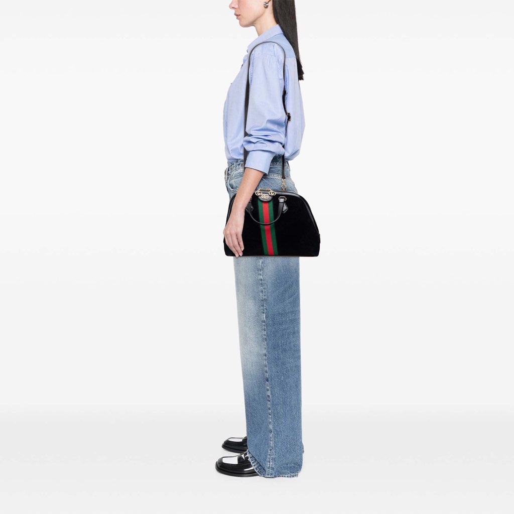 Gucci Medium Suede Ophidia Web Dome Satchel - Image 17