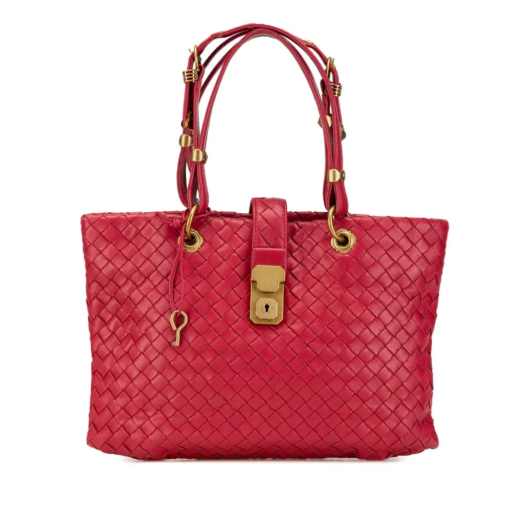 Bottega Veneta Small Nappa Intrecciato Capri Red Leather Very good - Front View