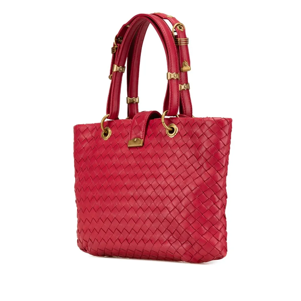 Bottega Veneta Small Nappa Intrecciato Capri Red Leather Very good - Back View