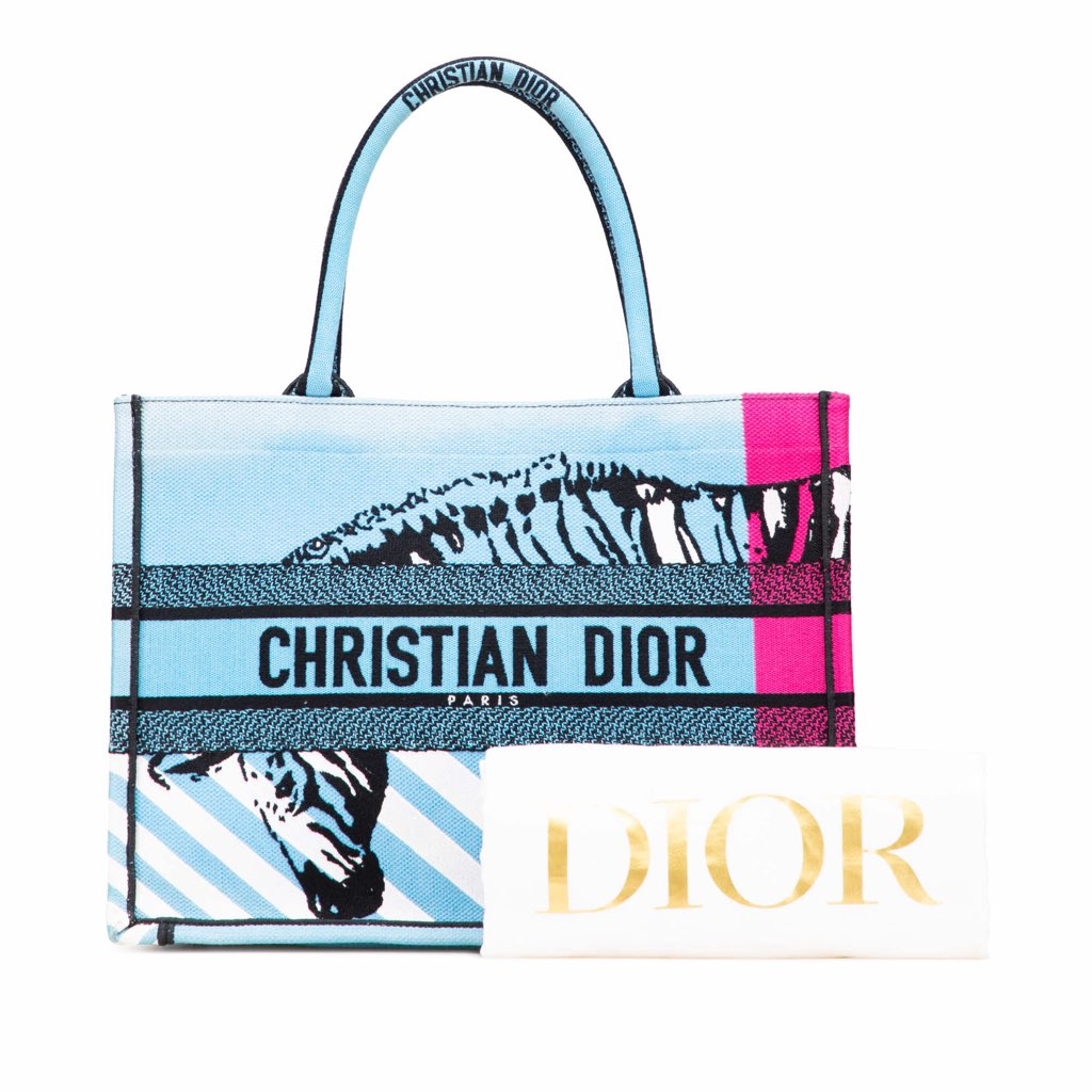 Dior Medium Embroidered Canvas Zebra D Jungle Pop Book Tote - Image 16