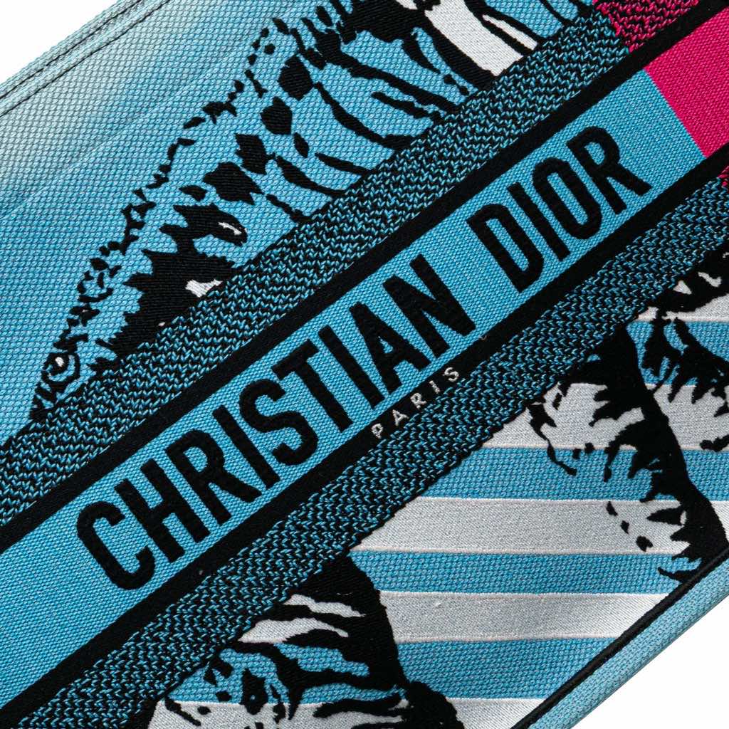Dior Medium Embroidered Canvas Zebra D Jungle Pop Book Tote - Detail 2