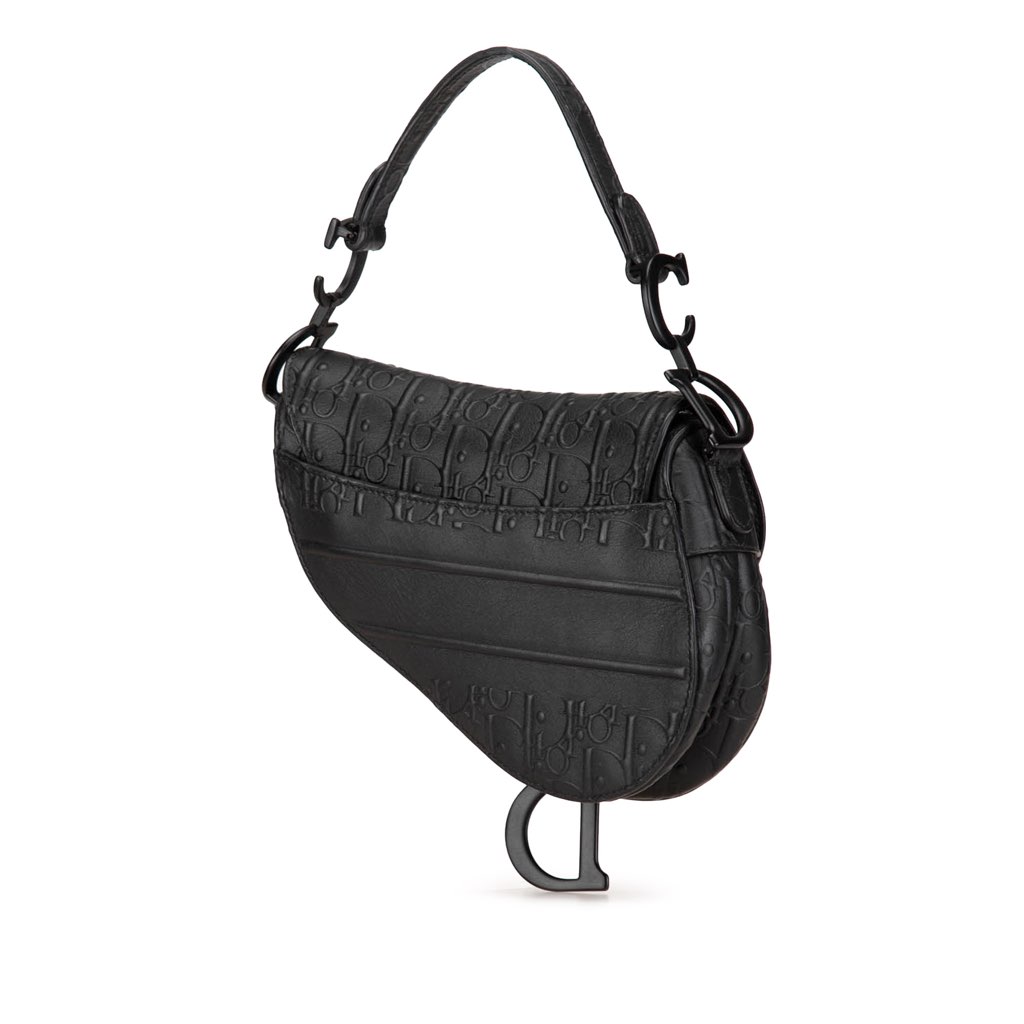 Dior Mini Oblique Embossed Calfskin Saddle Bag - 2