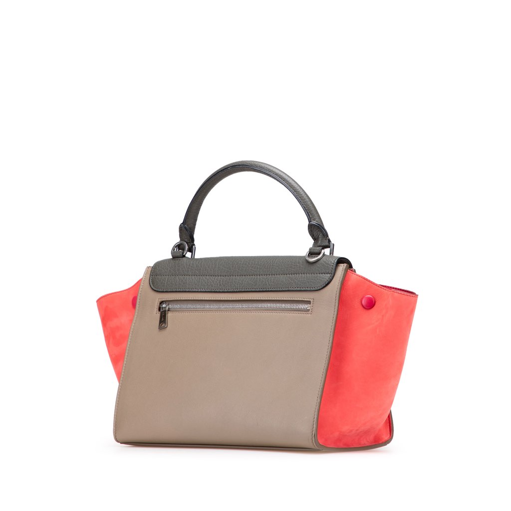 Celine Small Tricolor Leather Trapeze Satchel - Back view