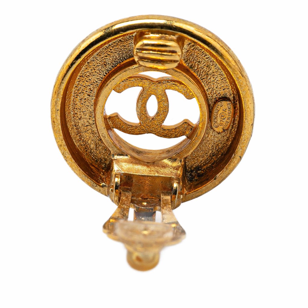 Chanel Gold Plated CC Clip On Earrings - 3