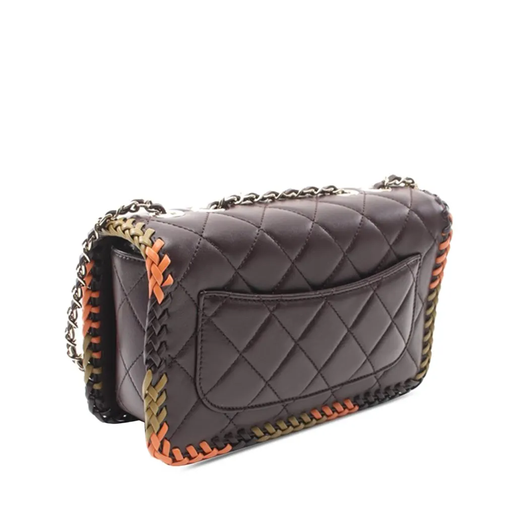Chanel Medium Quilted Lambskin Whipstitch Flap Brown Leather Very good - Back View