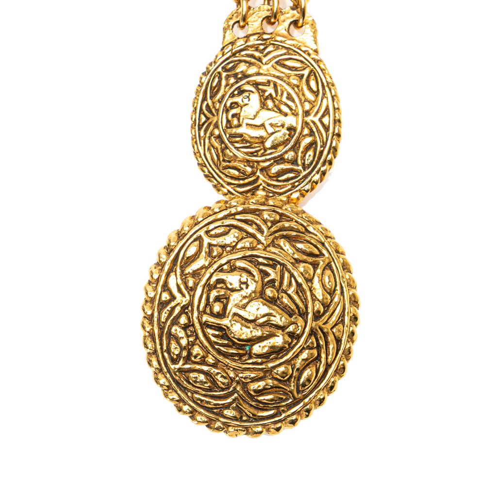 Chanel Gold Plated Equestrian Medallion Chain Belt - 2